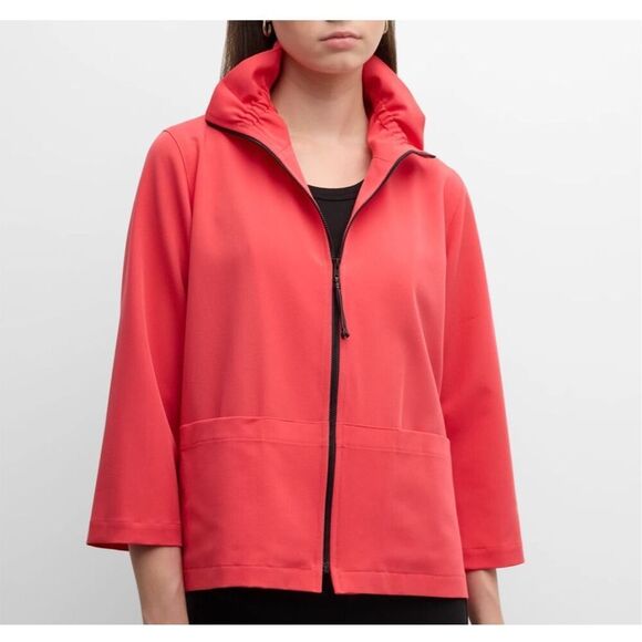 CAROLINE ROSE Jackets & Blazers - CAROLINE ROSE Women's Sunset Vista Travel Zip Jacket In Coral oversized size XS